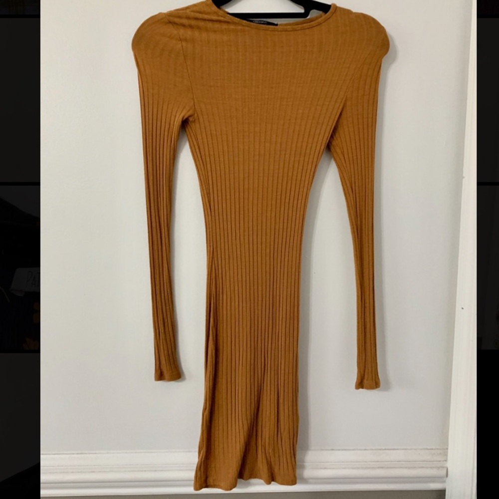 orange body con dress